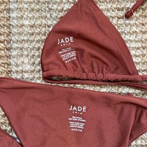 Jade Swim Triangle Bikini Set in Canyon, Size Small